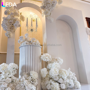 LEDA Wedding Party Events Decor Modern White <b>Square</b> Three-piece <b>Set</b> Acrylic Hanging Flower Backdrop - Product Image 4