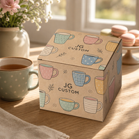 Boîtes en carton ondulé Kraft en gros, personnalisées avec logo imprimé, pour tasses à café écologiques, emballage à rabat ondulé, boîtes recyclables