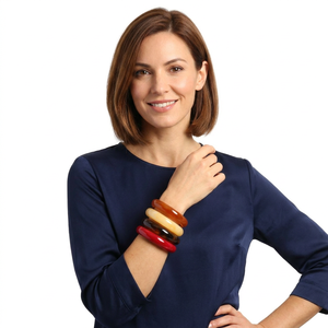 Bracelets à breloques en résine style rétro pour femmes, vente en gros, géométriques, circulaires, mode décontractée/sportive, pour fêtes et usage quotidien - Product Image 2