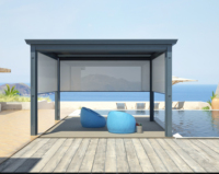 Store banne latérale HESIWEI pour pergola à lames en aluminium, écran zippé pour l'extérieur, protection de l'intimité
