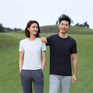 Promotional T-Shirt Solid Color Polyester Fiber Thin Aurora White Pearl Gray Torrent Gray Leisure Wear GJ11-81031 - Product Image 3