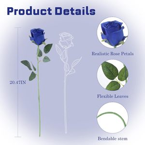 Оптовые синие искусственные шелковые розы для декора на День святого Валентина, свадебного оформления дома и свадебных букетов - Product Image 2