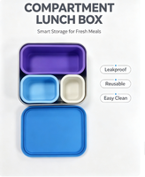 Boîte à sandwich en acier inoxydable à 3 compartiments, anti-fuite, compatible micro-ondes, capacité de 900 ml, couvercles réutilisables, boîte à lunch pour la préparation des repas, chauffable
