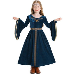 Costume médiéval et Renaissance pour enfants avec manches trompette, tenue de cosplay vintage de cour pour Halloween - Product Image 6