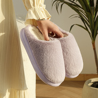 Chaussures douillettes pour femmes automne 2025 – Tige en peluche, doublure en fausse fourrure, chaudes et résistantes à l'usure, semelle extérieure en EVA antidérapante pour la maison