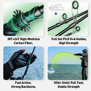 TRY&V SPIRIT H Ensemble complet en fibre de carbone à module élevé, guides <span class=keywords><strong>FUJI</strong></span> O+A, résistance statique 30 lb+, poignée intégrée allongée, action rapide - Product Image 4