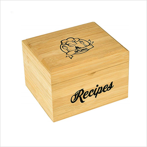 Wood Recipe Box Wholesale Made to Order Bamboo Tools Storage Boxes & Bins Natural Store Rectangle American Style Sustainable