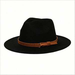 Chapeau Fedora Classique en Feutre à Large Bord, 21 Couleurs Disponibles, Motif Imprimé, Décoration Ruban, Unisexe pour Fêtes - Vente en Gros - Product Image 2