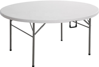 4/5/6ft 120/150/180cm HDPE Runder Tisch für Camping, Partys, Essen, Bankette, Picknicks, Klappbar mit Griff, Faltbarer Plastiktisch