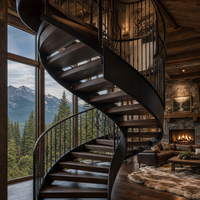 Escalier en colimaçon intérieur sur mesure pour villa haut de gamme avec balustrade décorative et structure d'ingénierie de précision