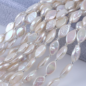 Bracelet fait main DIY 18cm7-9mm Perles d'eau douce naturelles baroques irrégulières en forme d'œil de cheval Perles semi-finies en vrac baroques - Product Image 1