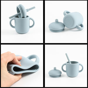Vaso Antiderrames de Silicona de Grado Alimenticio para Bebés y Niños, con Asas y Tapa con Pajita, Diseño Suave, 0-12 Meses, Marca Privada, Venta al por Mayor, Sublimación - Product Image 3