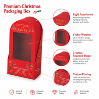 Caja de Regalo Navideña de Alta Gama Personalizada con Ventana Transparente, Caja de Embalaje de Cartón Duro Estilo Cajón con Estampado en Caliente