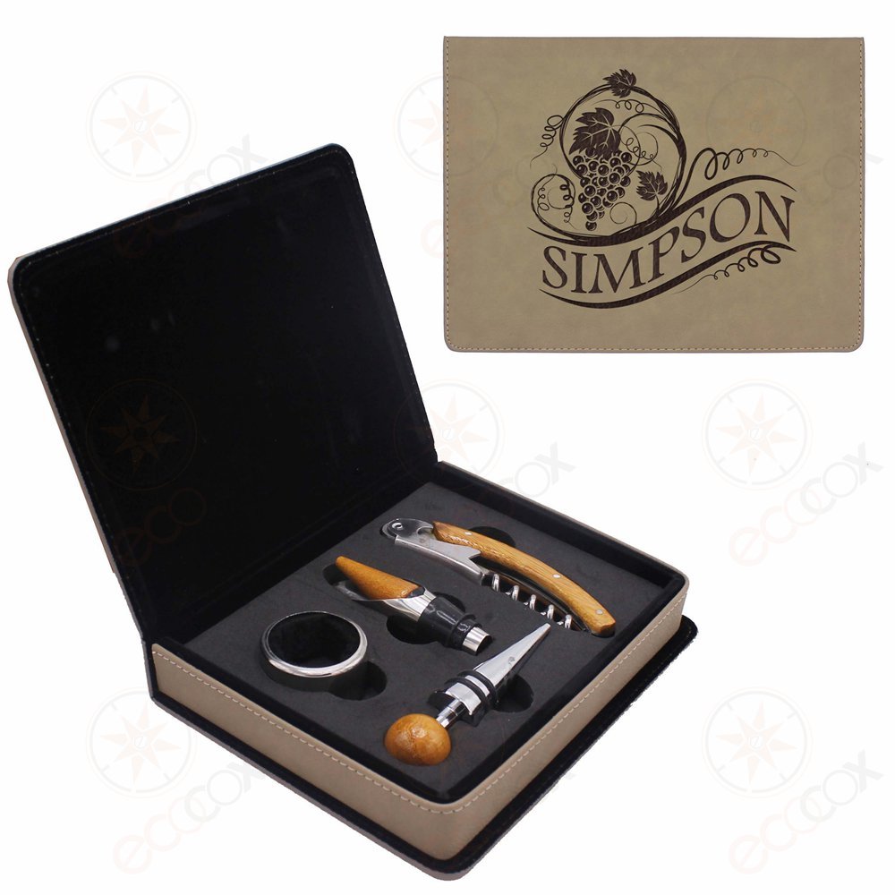 Personalized Wine Tool Set Gift 4 Pcs for Couple Wine Case with Opener Pourer Set Handy Size Wine Accessories Set Groomsmen Gift · image 5