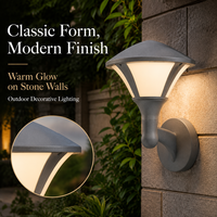 Lampes murales LED d'extérieur, IP66 étanche, blanc chaud, flocon de neige, boîtier en aluminium gris pour entrée de portail