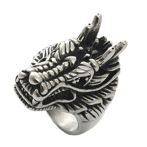 <b>Dragon</b> <b>Ring</b> Men's Stainless Steel Animal Design Retro Punk Style Silver Color Jewelry Gift 26057 - Product Image 1