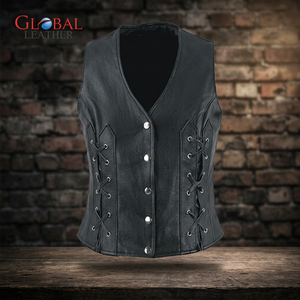 GLOBAL LEATHER Gilet en cuir pour homme, respirant, écologique, imperméable, coupe-vent, fermeture éclair, vêtement décontracté pour moto, OEM - Product Image 1