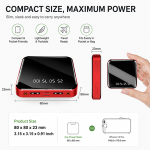Power Bank 20000mAh Powerbank Portatile Caricabatterie per Cellulare con Retro a Specchio LED - Product Image 2