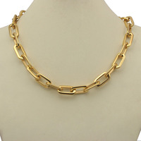 Mling — collier à maillons à chaîne en acier inoxydable pour femmes, polissage miroir argenté/or, ne se décolore pas, longue chaîne carrée