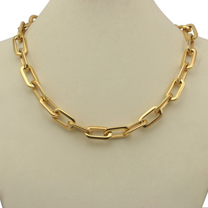 Lucidatura a specchio Argento/Oro Mai Fade 316L In Acciaio Inox <span class=keywords><strong>Lunga</strong></span> Piazza Catena Collegato Catena Della <span class=keywords><strong>Collana</strong></span> di Collegamento per Le Donne - Product Image 3