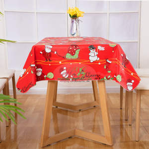 Nappe de table en vinyle PEVA polyester imprimé Père Noël, imperméable, pour les fêtes de Noël, 52'*70', pour un usage domestique - Product Image 5