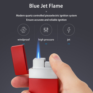 <span class=keywords><strong>Hero</strong></span> haut de gamme personnalisé gris droit Jet Butane gaz allume-cigare coupe-vent flamme cigare perforateur pour cigarette utilisation moderne - Product Image 3