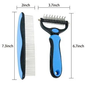 Elecpet Pet Grooming <b>Brush</b> Comb 2in 1 Set Dual-Sided Professional Deshedding <b>Brush</b> for Removing Tangles and Knots for Cat Dog - Product Image 3