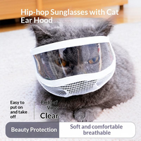 En gros, Masque facial en tissu transparent à grandes bandes pour chat, cache-bouche, masque pour les yeux, anti-morsure, anti-léchage, respirant, couvre-tête
