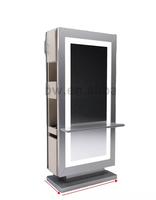 Station de bureau miroir pleine longueur pour salon de coiffure, haute qualité, prix de gros, double face, station de salon de télévision intégrée avec tiroir