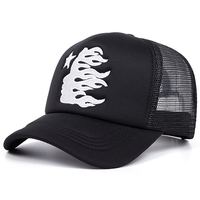 Gorra Trucker Personalizada de 5 Paneles de Malla de Poliéster, Ajustable, con Letras Bordadas de Estrella de Fuego, MOQ Bajo, para Deportes al Aire Libre, Casual, Venta al por Mayor