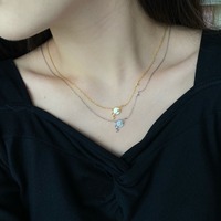 Dyslam – collier à breloques plaqué or 18K en argent Sterling S925, collier délicat en diamant, étoile, lune, planète, bijoux pour femmes