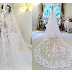 LUOXIN abito da sposa cattedrale trailing Real shot modello immagine diamante rosso velo con pettine per capelli - Product Image 5