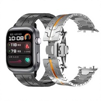 Titan-Legierung Edelstahl Uhrenarmband mit Schmetterlingsverschluss für Apple Watch Series 6 7 8 10 11 Ultra