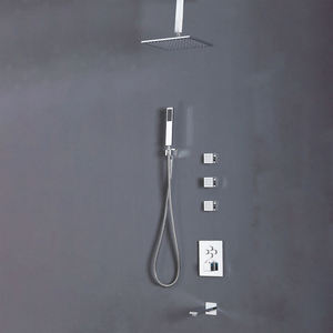 Four Function 59-1 Brass Constant Temperature Concealed <b>Shower</b> Set Black Buttons Wall Mounted Bathroom <b>Shower</b> - Product Image 1
