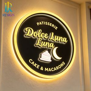 Wall Mounted Circular Metal Backlit Signage LED Halo Lit 3D <strong>Letters</strong> <strong>for</strong> Boutique <strong>Cake</strong> bar Shop Store Commercial Wall Logo Sign - Product Image 1