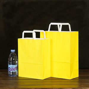 Bolsas de Papel Kraft Biodegradables Ecológicas Clásicas Impresas Personalizadas con Asas para Comida para Llevar/Almuerzo, Transporte de Alimentos para Restaurantes - Product Image 5