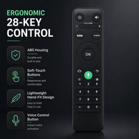 Remote TV Pintar 28 Tombol Hitam Kode Tetap untuk Belajar Kontrol, Smart LED Android TV Box dengan Kontrol Suara untuk Otomatisasi Rumah