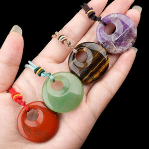 Collier pendentif de fiançailles en chaîne de corde à boucle de <span class=keywords><strong>princesse</strong></span> avec cristal de guérison, forme de cercle porte-bonheur pour femmes et hommes - Product Image 5