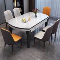 Ensemble table et chaises pliantes en pierre frittée, mobilier convertible moderne en bois massif pour petit appartement