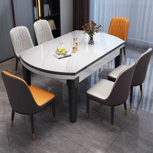 <strong>Foldable</strong> Sintered Stone <strong>Dining</strong> <strong>Table</strong> and <strong>Chair</strong> Set Modern Solid Wood Convertible Furniture for Small Apartment - Product Image 4