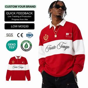 Camisa de Manga Larga para Hombre con Logotipo Personalizado, 280g-350g, Roja y Blanca, Corte Regular, Estilo Vintage Urbano, Franela Tejida Ecológica - Product Image 1