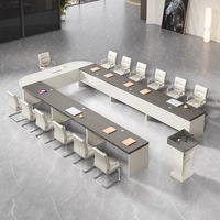 Grande table de conférence rectangulaire au design simple et blanc, table de formation exécutive pour bureau