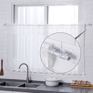 Support mural transparent auto-adhésif réglable sans couture pour tringle à rideau, crochet de suspension robuste pour usage domestique, vente en gros - Product Image 5