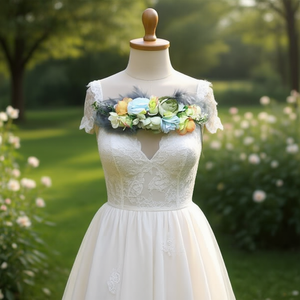 Ceinture florale avec plumes et fleurs pour accessoire de robe de mariée 70262 - Product Image 3