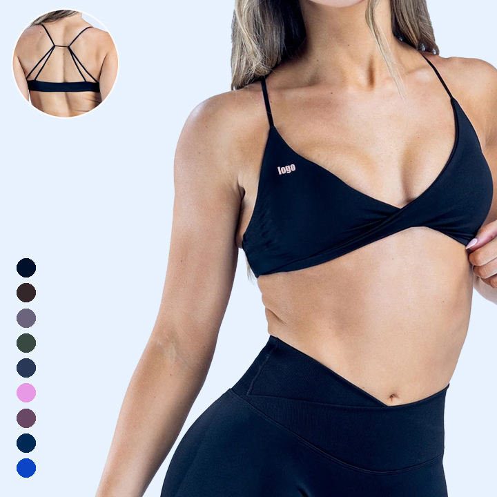 2026 Lightweight Sports Wear Top Twist Front Breathable High Impact Padded Bra Yoga Bra