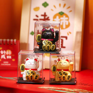 Decoración de alta calidad Plástico Fortune Lucky Cat Maneki Neko Cat 2 pulgadas Solar Feng Shui Gold Lucky Cat - Product Image 3
