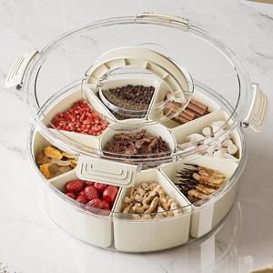 Spice And Nut Storage Box 9 Compartment Round With Handle Food Grade Plastic Fridge Organizer - Product Image 4