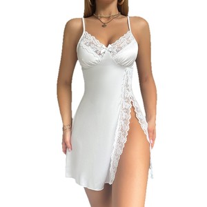 Lencería sexy para mujer, camisón erótico de encaje con tirantes, vestido de noche con abertura lateral, ropa de casa, ¡gran oferta, nuevo en stock! - Product Image 5