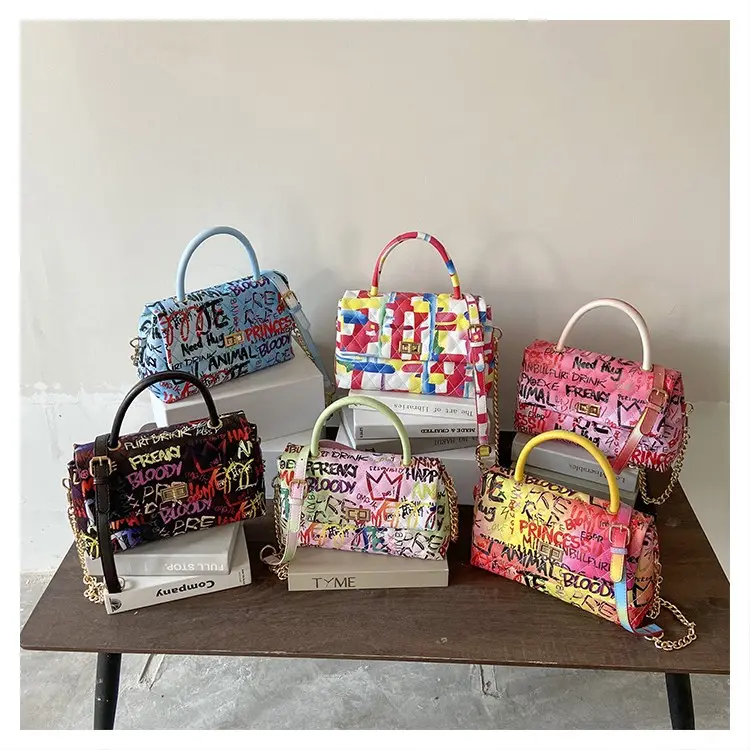 Graffiti Bags Women New Arrival Ready To Ship Candy Color Pvc Purse Bags Women Handbags Jelly Bag