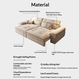 Divano Elettrico Retrattile Multifunzione per <span class=keywords><strong>Soggiorno</strong></span>, Divano Letto in Tessuto Antigraffio, Stile Moderno e Semplice, Divano Lineare - Product Image 4